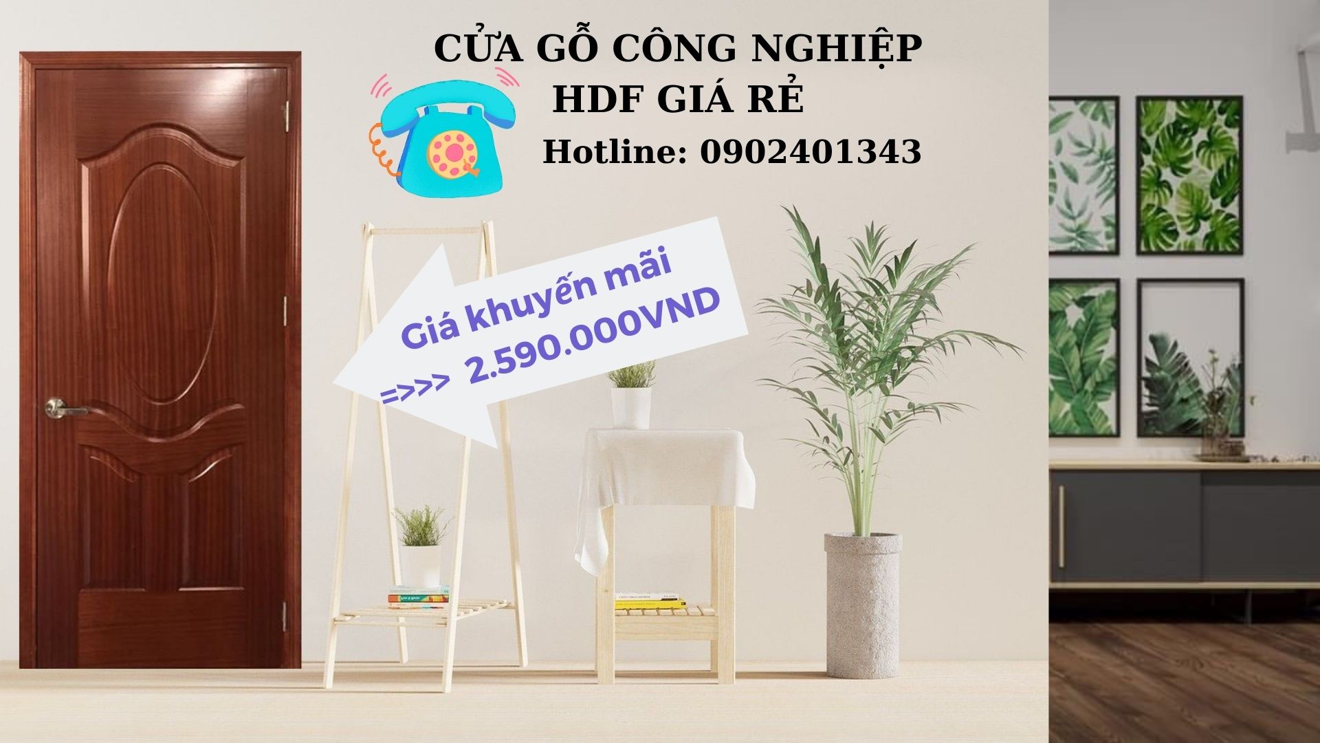 Giá Cửa Gỗ Công Nghiệp HDF Cho Phòng Ngủ | Hotline 0902401343